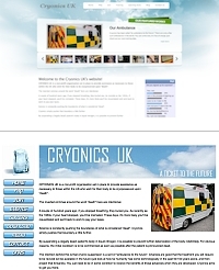 Cryonics UK's new & old website screen shot